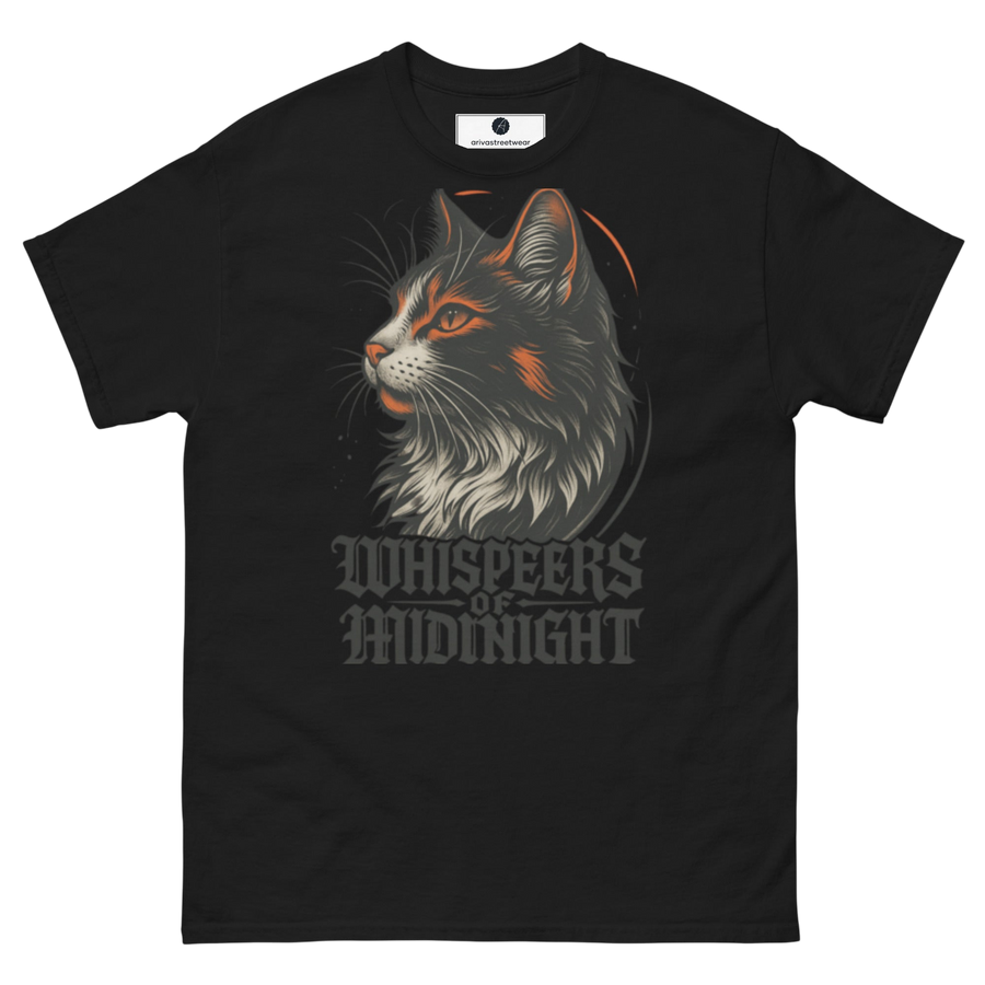 T-shirt med svart kattmotiv från Whispers of Midnight