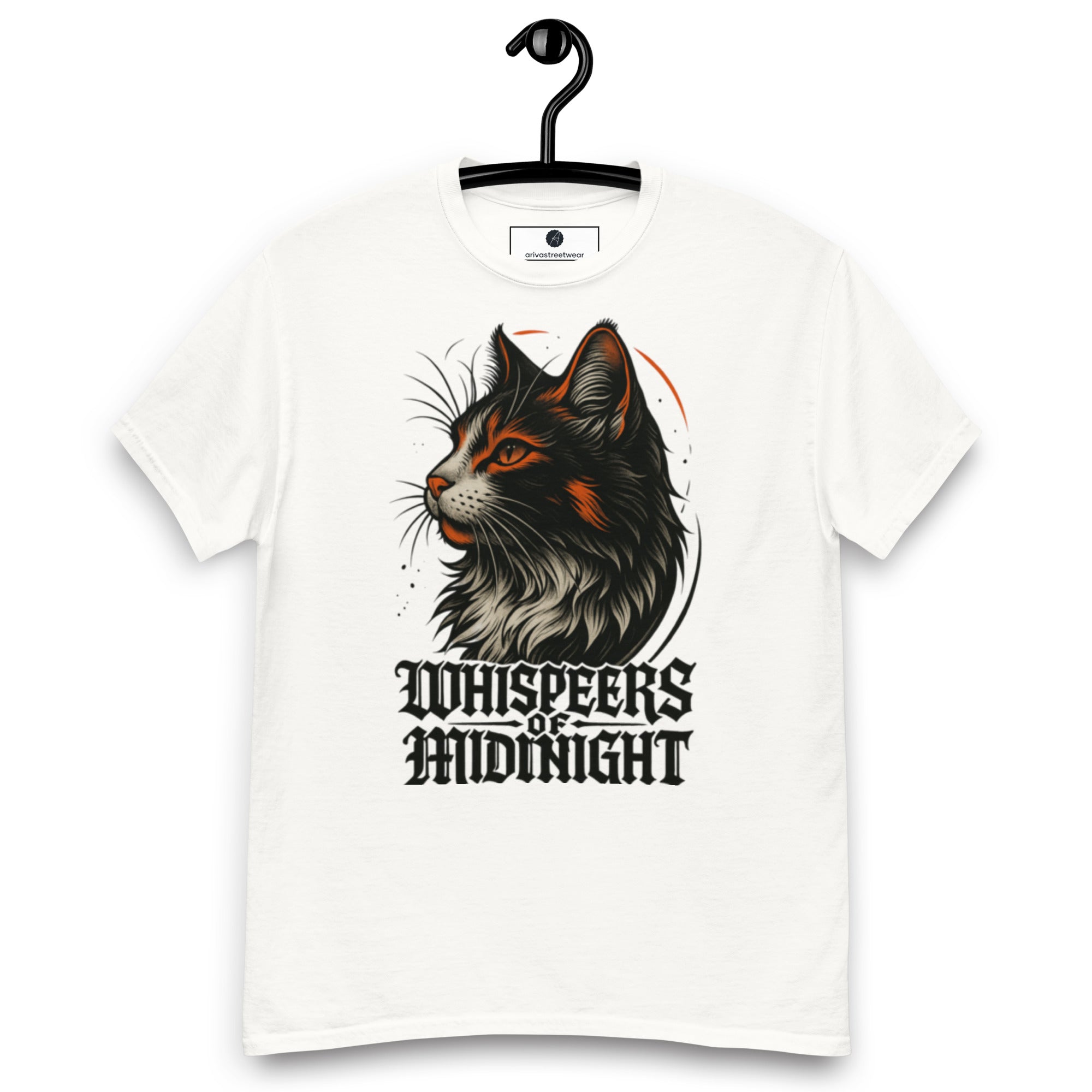 Whispers of Midnight Black Cat T-Shirt - White