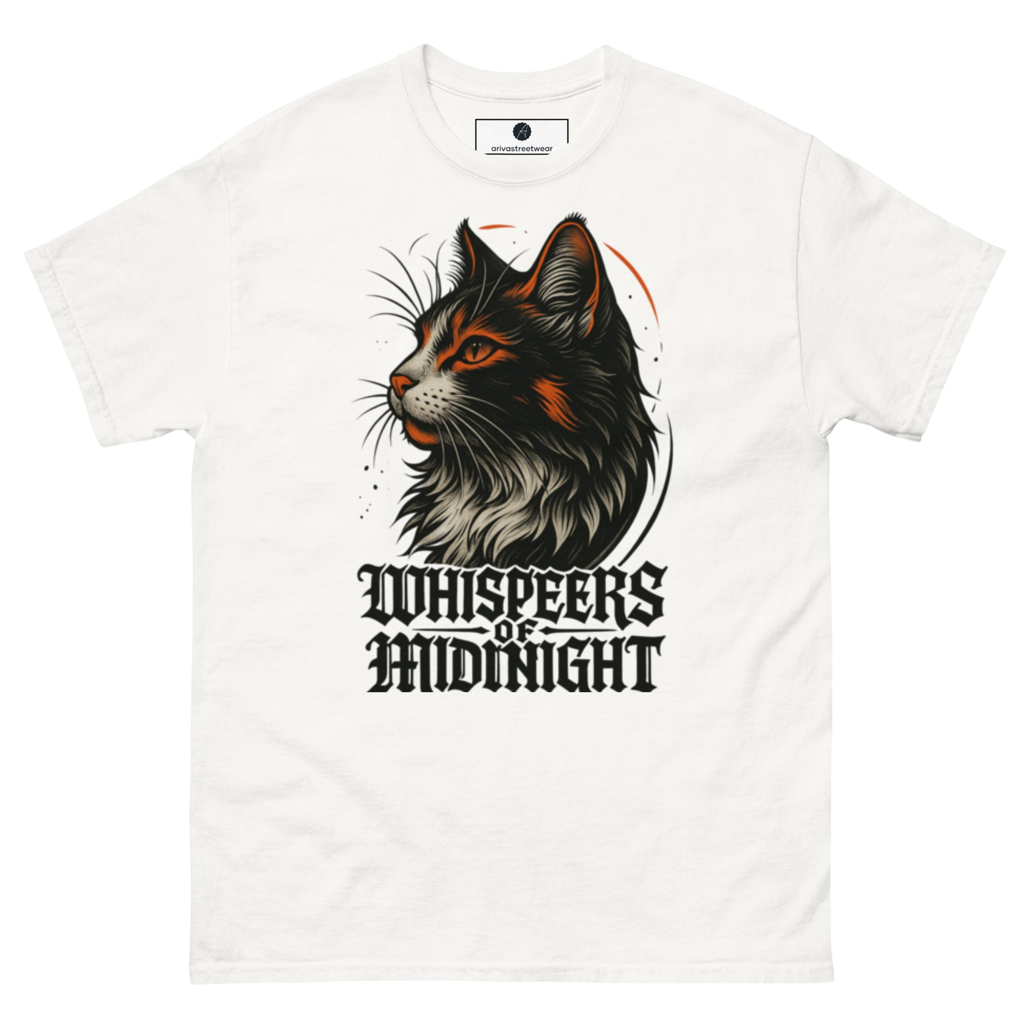 Whispers of Midnight Black Cat T-Shirt - White