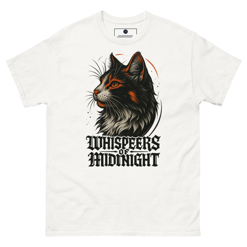 Whispers of Midnight Black Cat T-Shirt - White