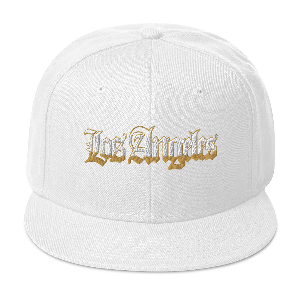 White Los Angeles Snapback Embroidery Hat - White / One size