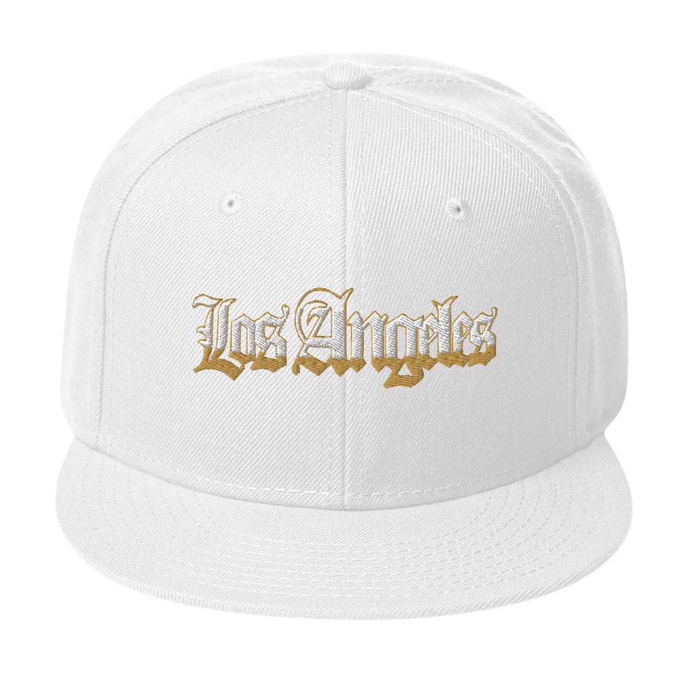 White Los Angeles Snapback Embroidery Hat - White / One size