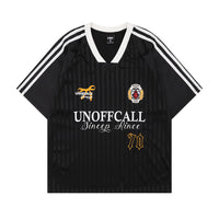 White Retro Soccer Jersey - Black / L