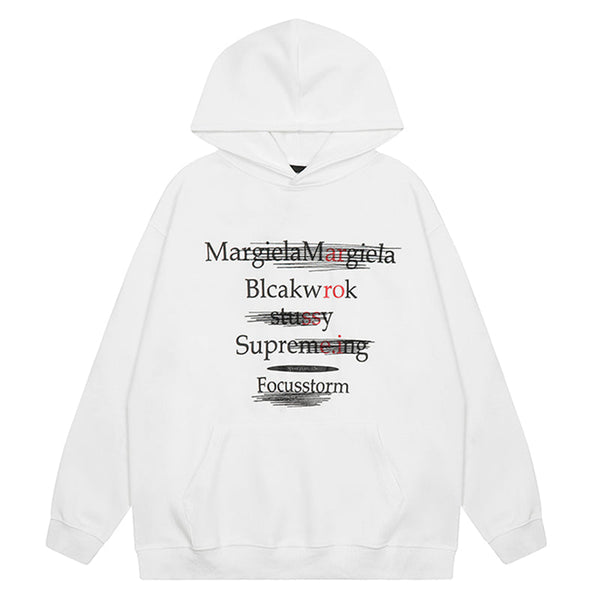 White Streetwear Graphic Hoodie - White / M — hover