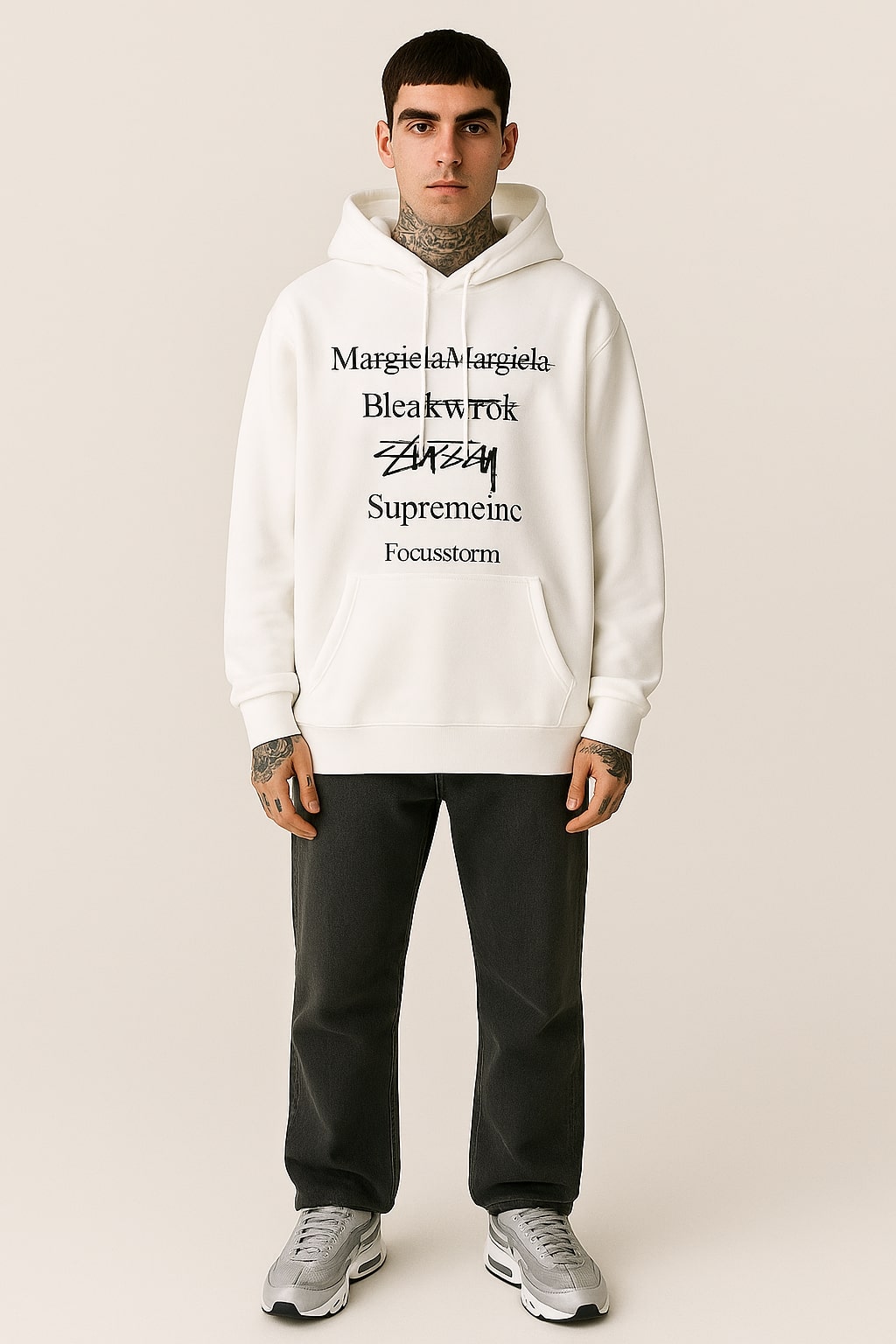 White Streetwear Graphic Hoodie