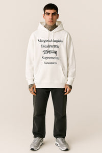 White Streetwear Graphic Hoodie