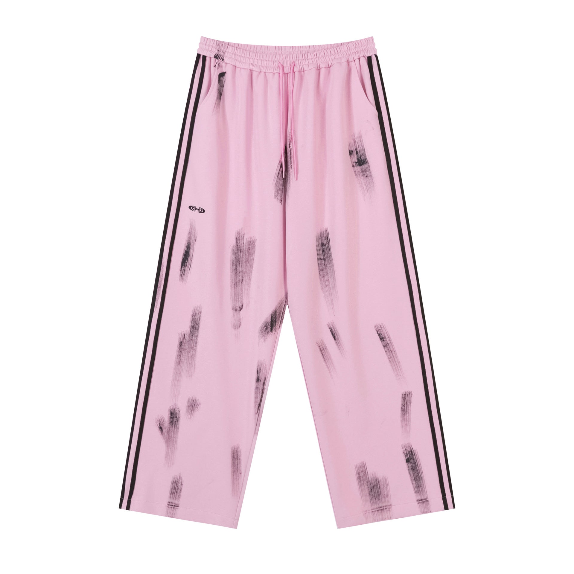 Wide-Leg Track Pants with Paint Brush Print
