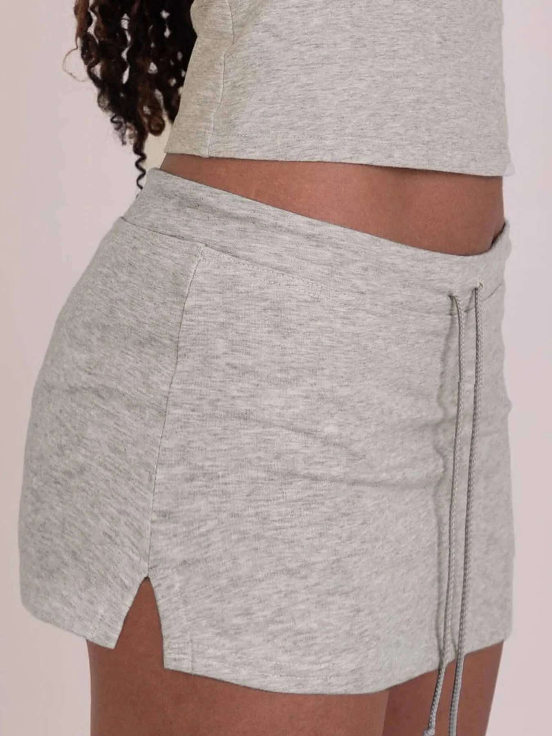 Women's Grey Drawstring Mini Skirt