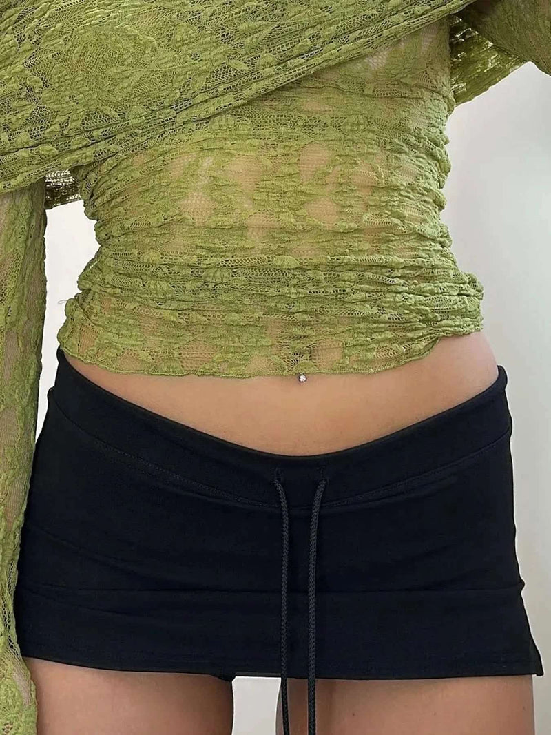 Women's Grey Drawstring Mini Skirt