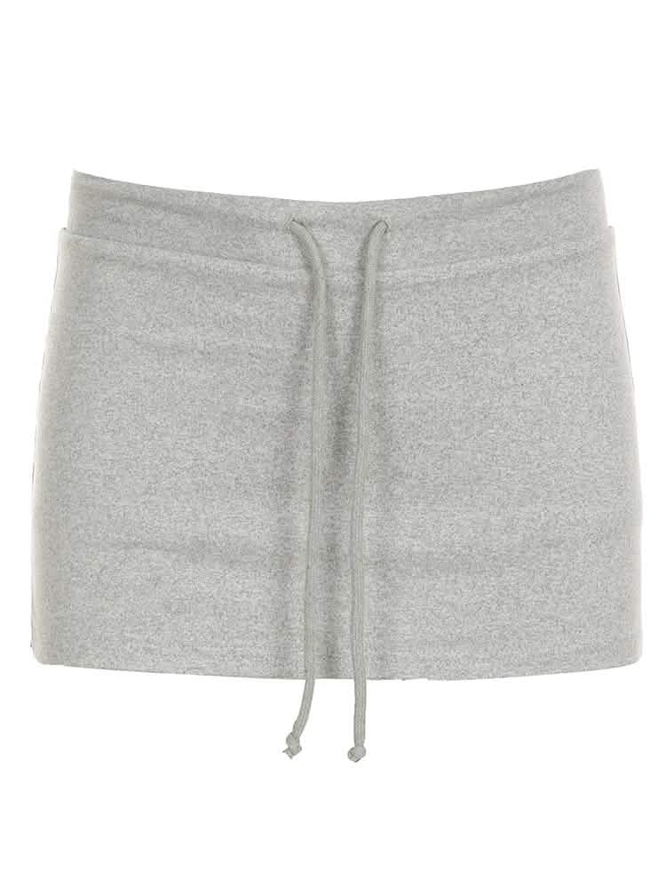 Women's Grey Drawstring Mini Skirt