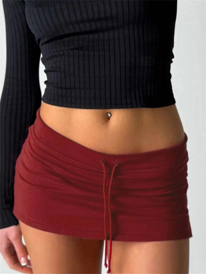Women's Grey Drawstring Mini Skirt