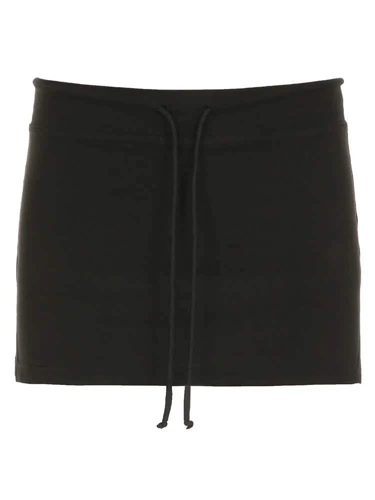 Women's Grey Drawstring Mini Skirt