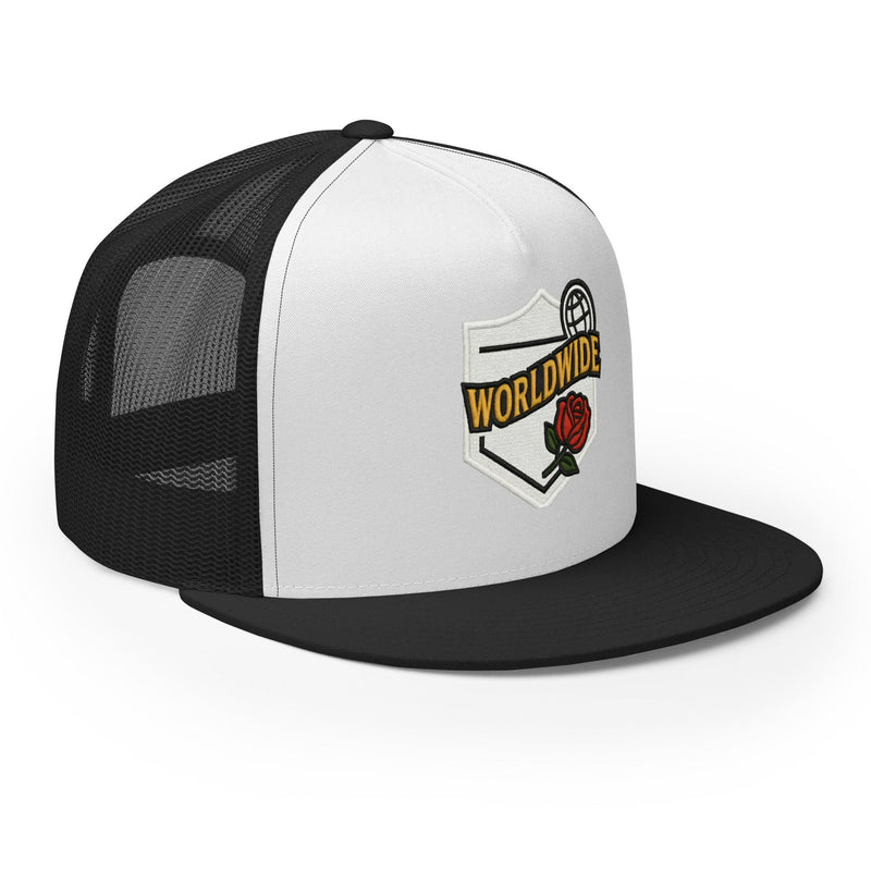 Worldwide Rose Trucker Mesh Hat - BLACK