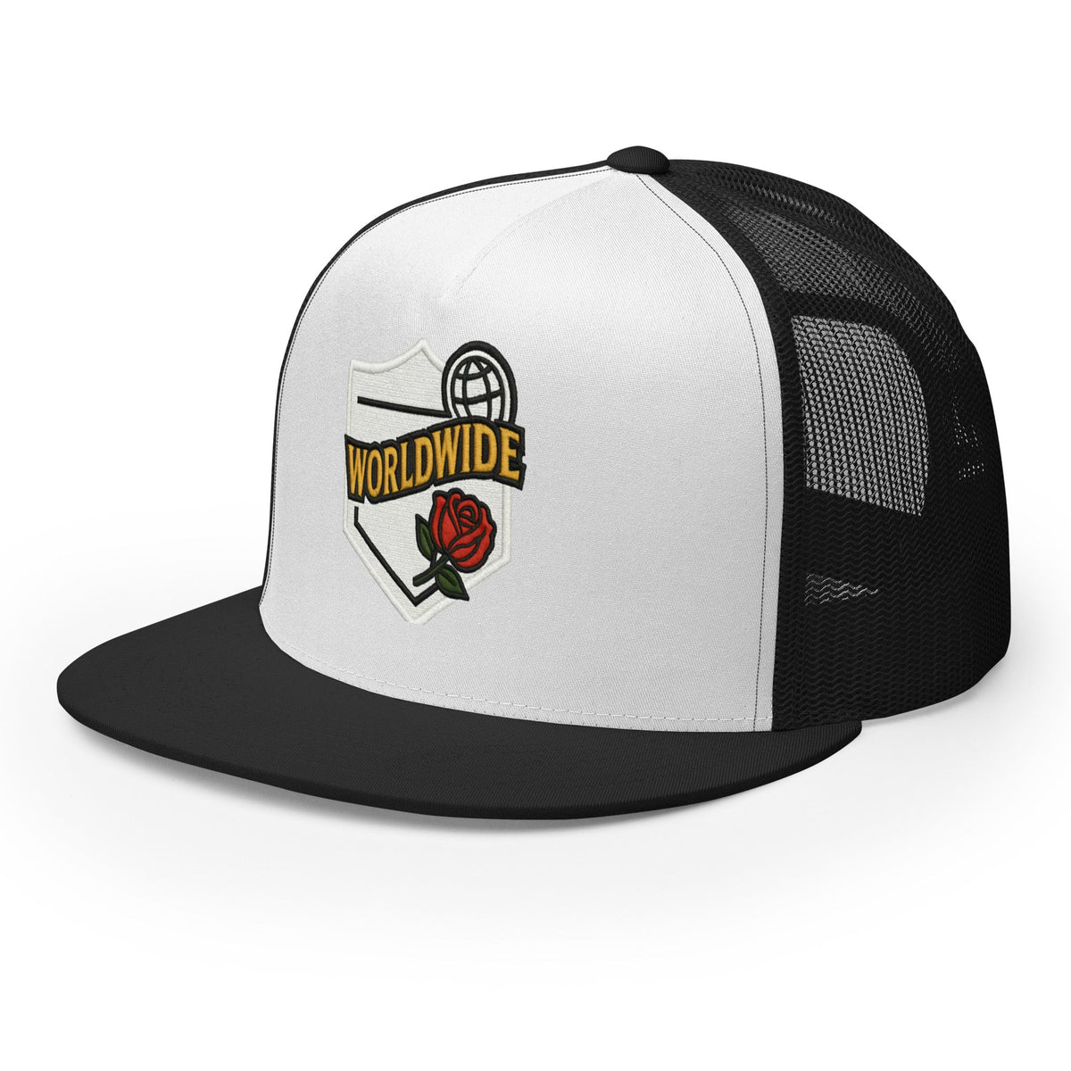 Worldwide Rose Trucker Mesh Hat - BLACK