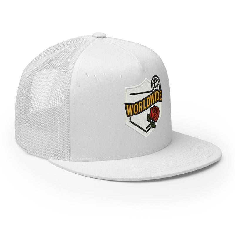Worldwide Rose Trucker Mesh Hat - WHITE