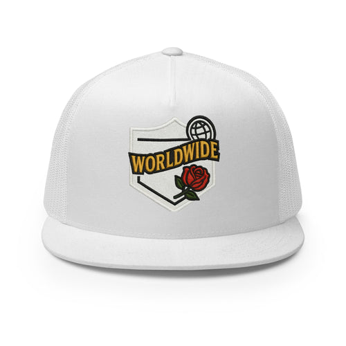 Worldwide Rose Trucker Mesh Hat - WHITE - White / One size