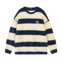 Y2K Fuzzy Striped Sweater