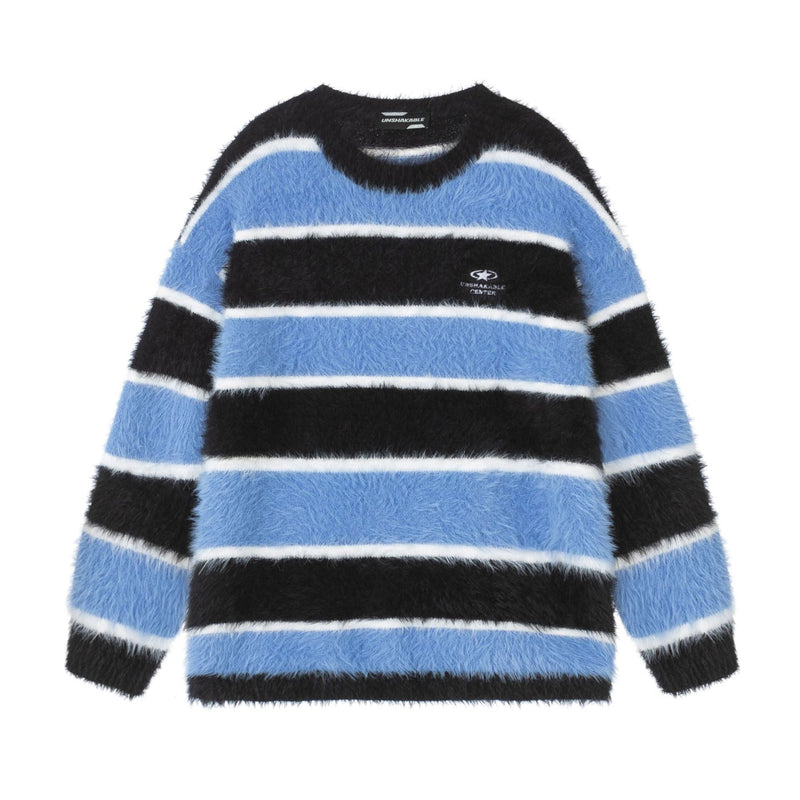 Y2K Fuzzy Striped Sweater