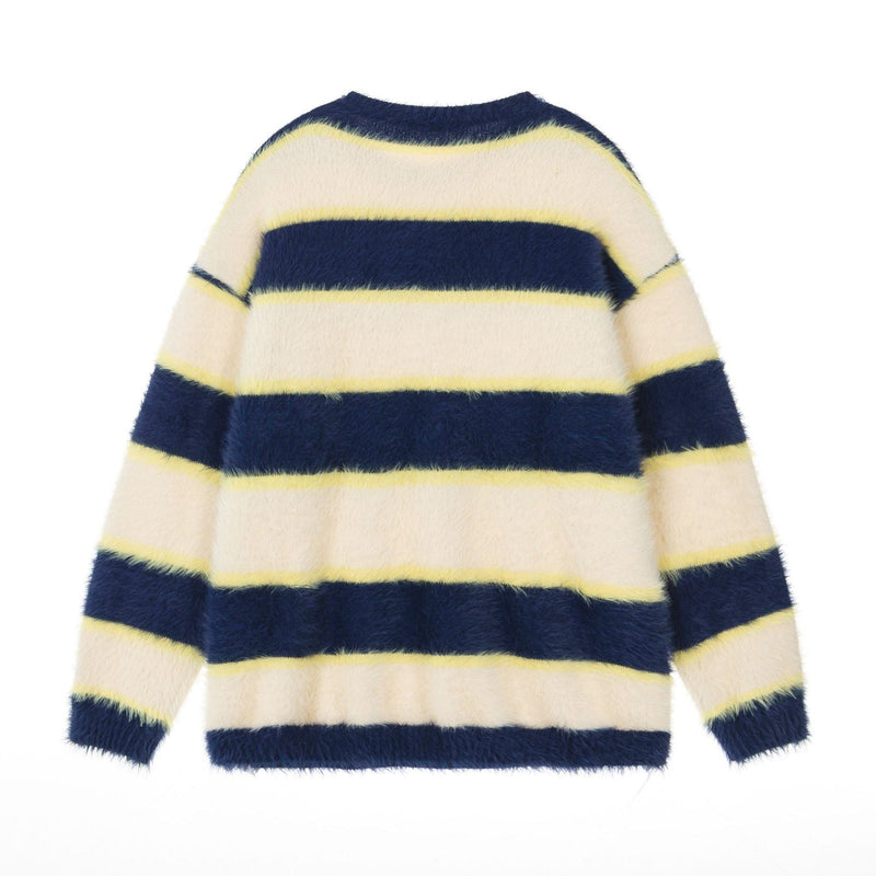 Y2K Fuzzy Striped Sweater