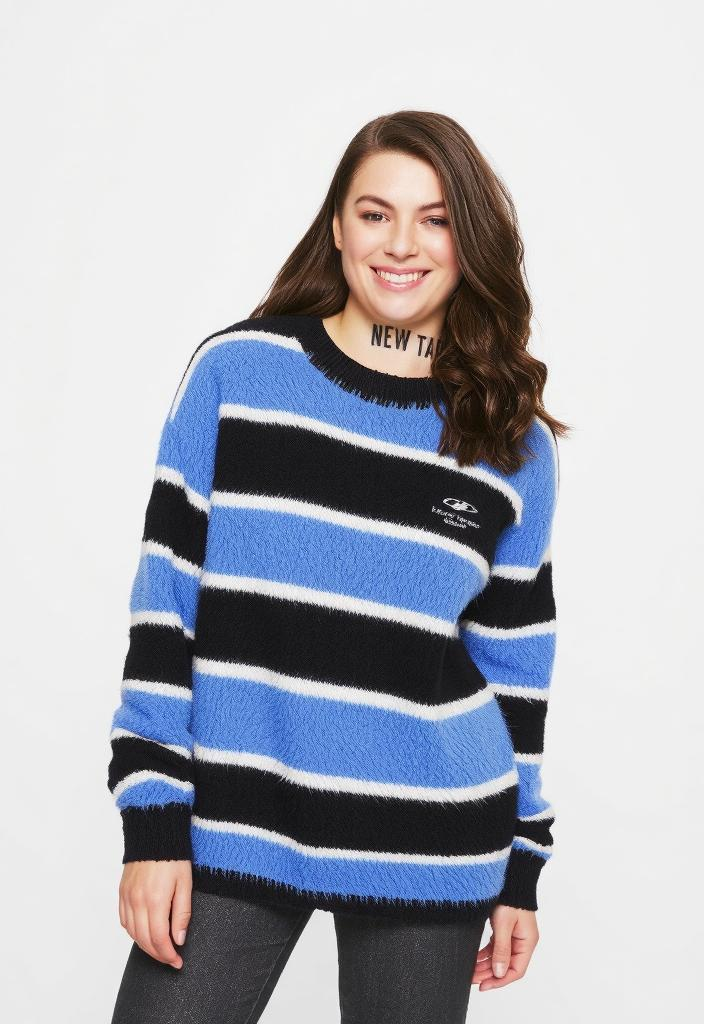 Y2K Fuzzy Striped Sweater